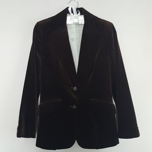 Vintage 80's 90's Ellen Tracy Chocolate Brown Velvet Blazer